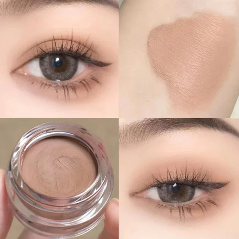 Crema de sombra de ojos Rosa melocotón, resistente al agua, mate, sedoso, suave, pigmento monocromático, maquillaje de sombra de ojos marrón desnudo de larga duración