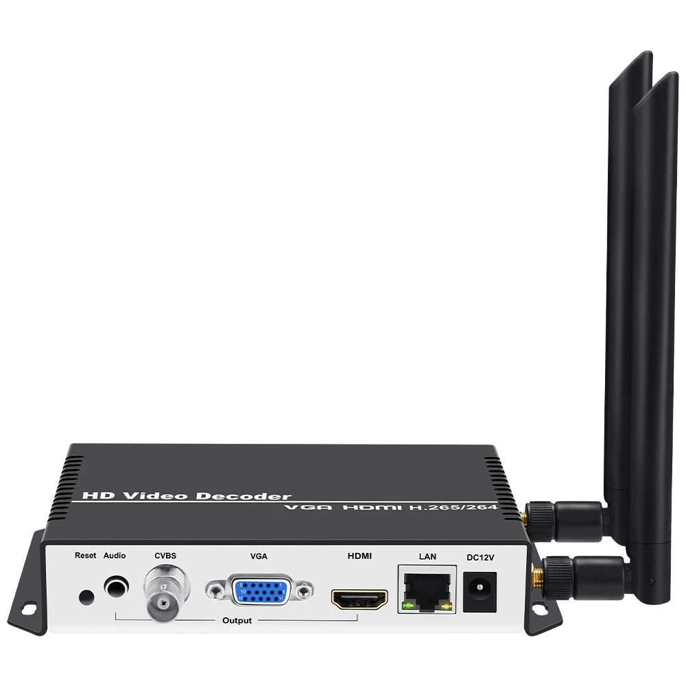 Wireless H.265 HDMI VGA CVBS Decoder WIFI HD Video IP Stream Decoder Support SRT