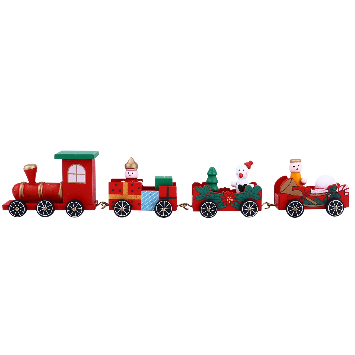 Wooden Train Table Ornament Festive Desktop Decor Christmas Theme Adornment Decorations