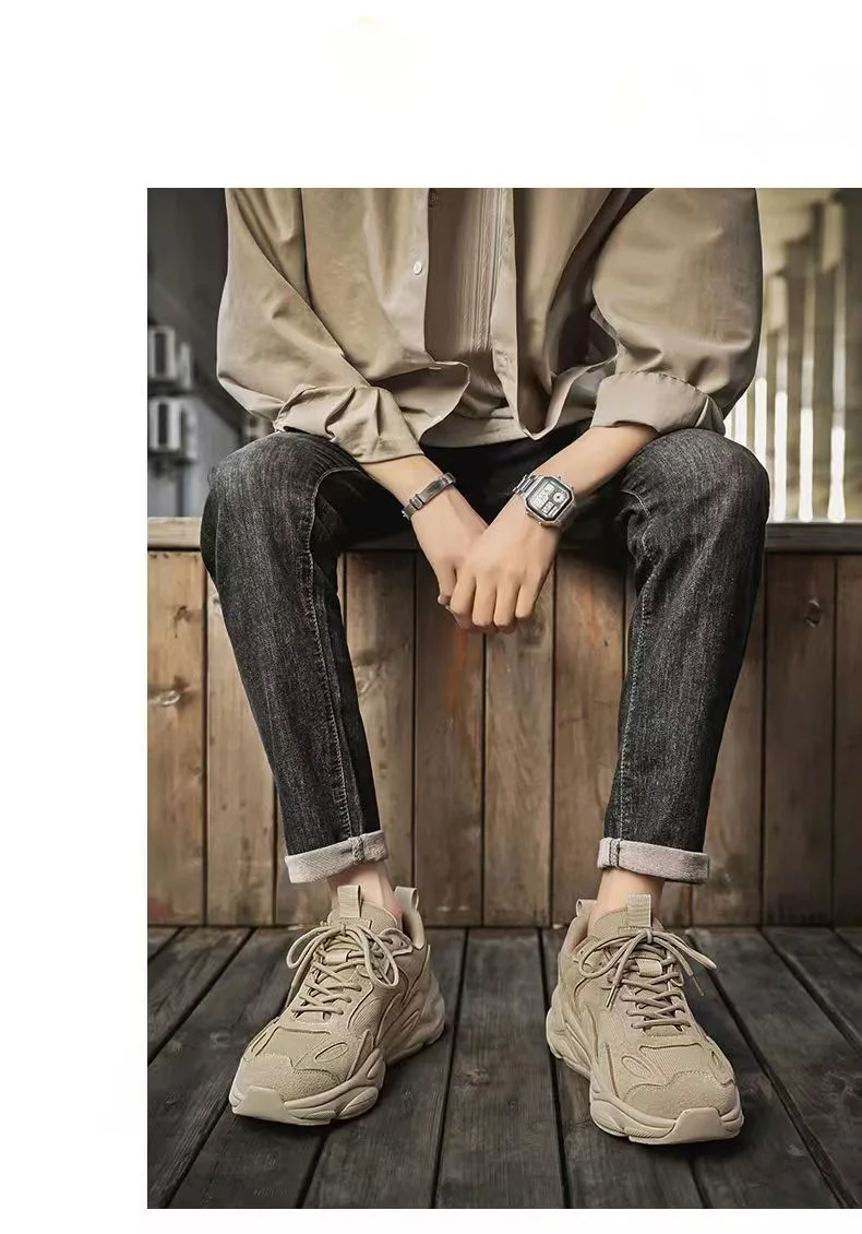 2026 Summer Men's unky Dad Sneakers Breathable Mesh Casual Shoes Thick Sole Streetwear Footwear