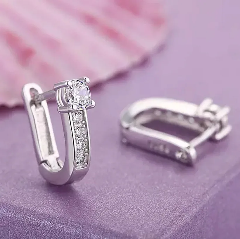 CHSHINE 925 sterling silver new women\'s fashion high quality jewelry crystal zirconia four-prong earrings