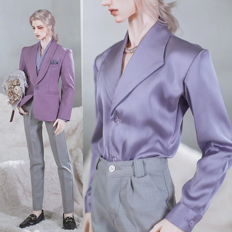 Custom-made Holiday Series Male Suit Coat + Trousers Set Purple Lapel Shirt Model for BJD Dolls SD17-Uncle YC67 Soom ID75