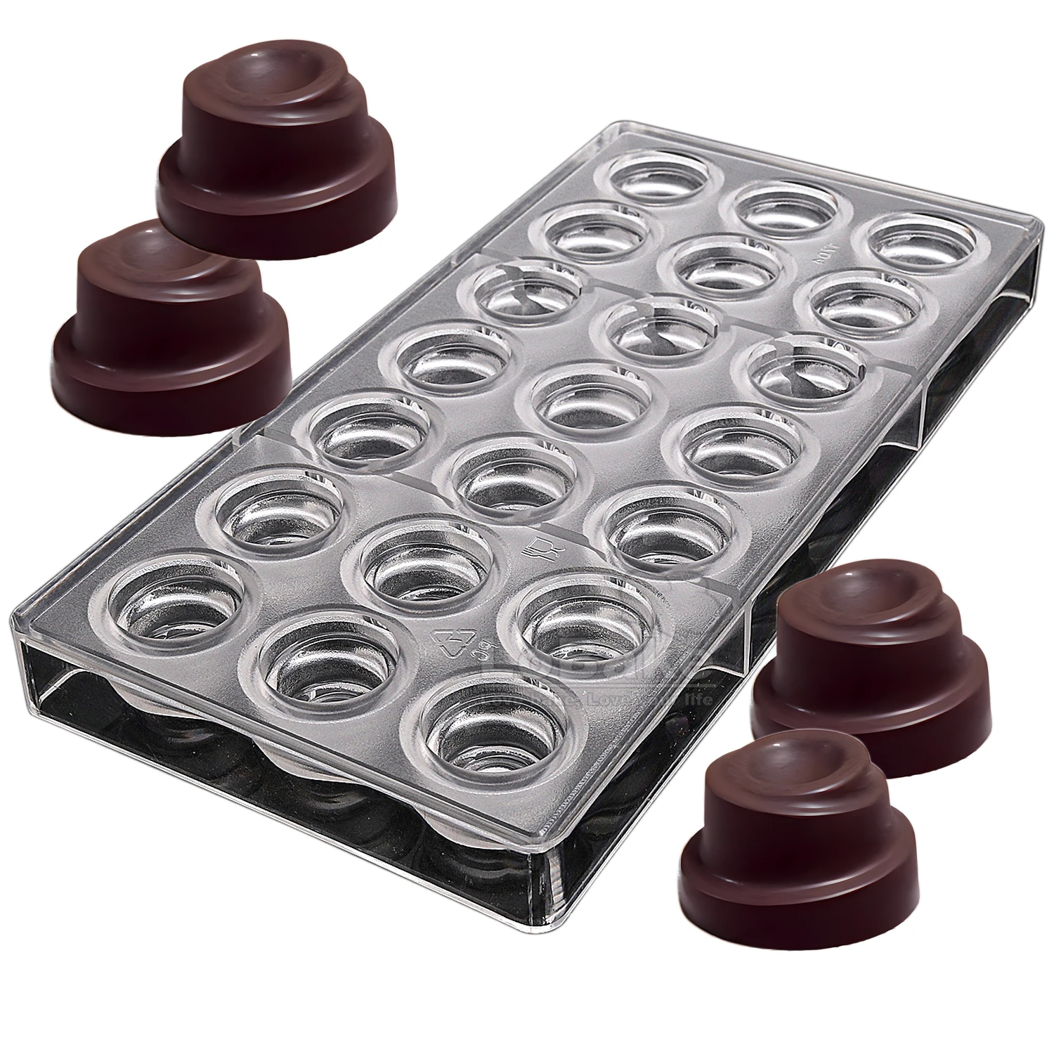 

21 Wells Spiral Round Cube Shape Hard Polycarbonate Chocolate Mold Sugarcraft Ice Cube Maker DIY Home Kitchen Baking Supplies