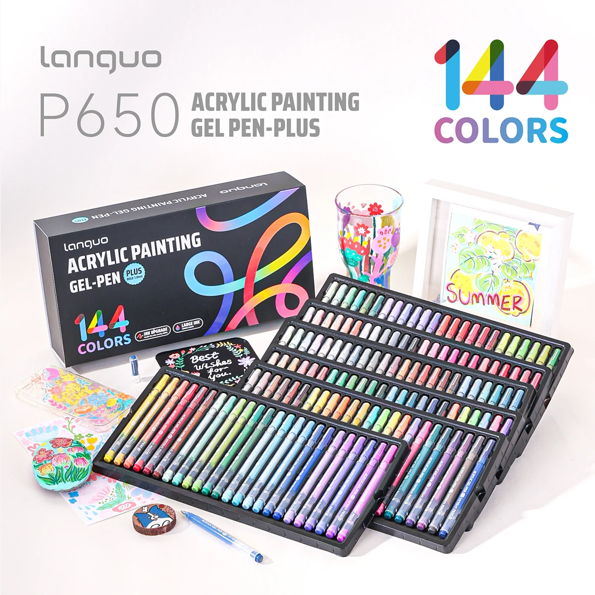 LANGUO 144/36 Colors Acrylic Painting Gel Pen Set 1.0mm Multi-Color Student Writing Drawing Marker Pens School Stationery P650