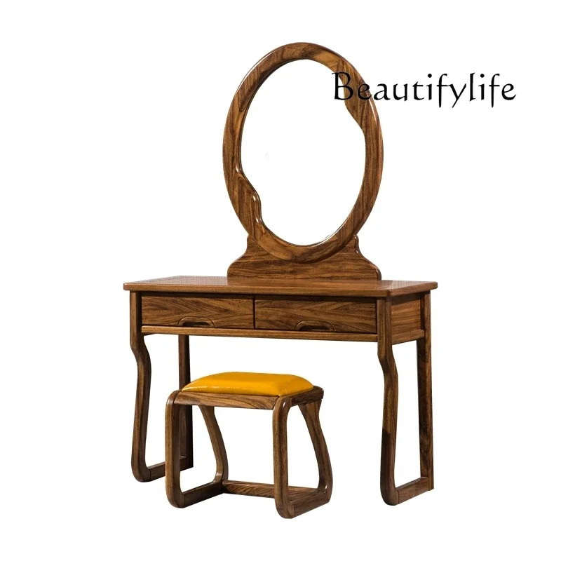 N19  Chinese Style Ugyen Wood Solid Wood Dressing Table Nordic Light Luxury Home Dresser Stool