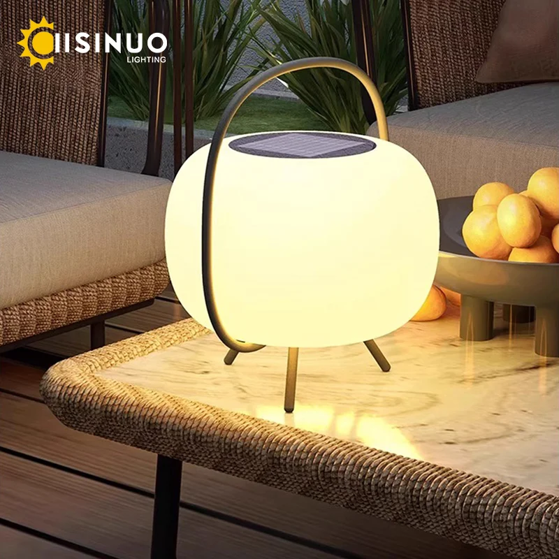 Solar Power Garden Light Outdoor Rechargeable 3000mAh Battery Camping Tent Lamp with Handle 2 Lighting Modes for Yard Patio Deco