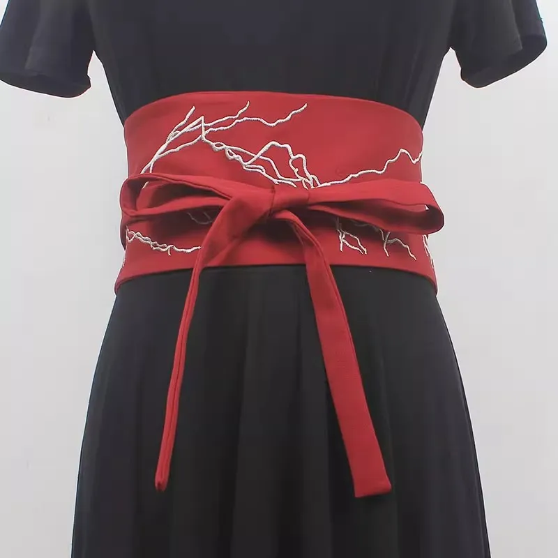 Women's Runway Fashion Embroidery Cotton Cummerbunds Female Dress Corsets Waistband Belts Decoration Wide Belt R495