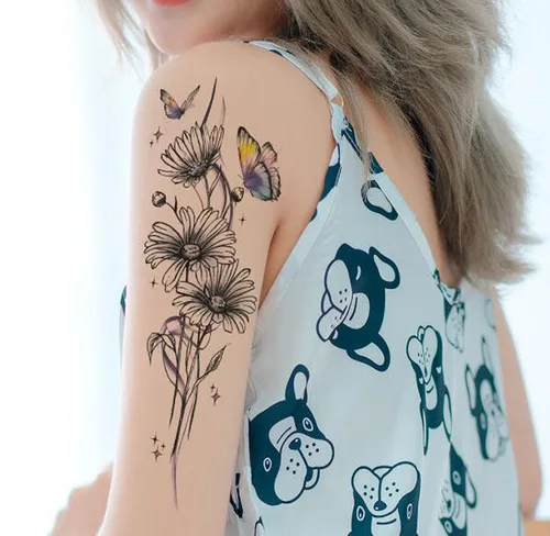 Imagen 2 del producto Nuevas pegatinas de tatuaje de flores, arte corporal, manga de brazo, pierna, pintura temporal, tatuajes falsos, maquillaje, pegatina para mujer, tatuaje Flash