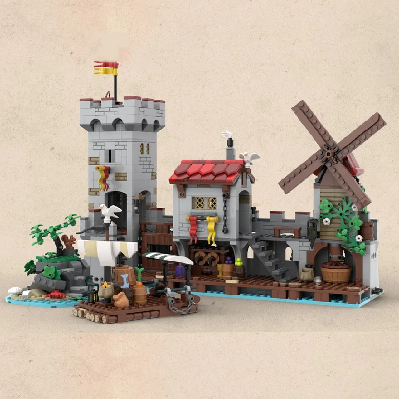 1254 個 MOC 中世の要塞モデルビルディング高級海辺市場建築ブロック DIY キッズレンガのおもちゃ忘れられないギフト