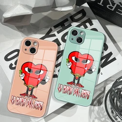 For Iphone 14 INS Lovely Red La Mafia Del Amor Phone Case Glass 14 13Pro Plus X 13 Pro MAX XR XS MINI Stained Glass Covers