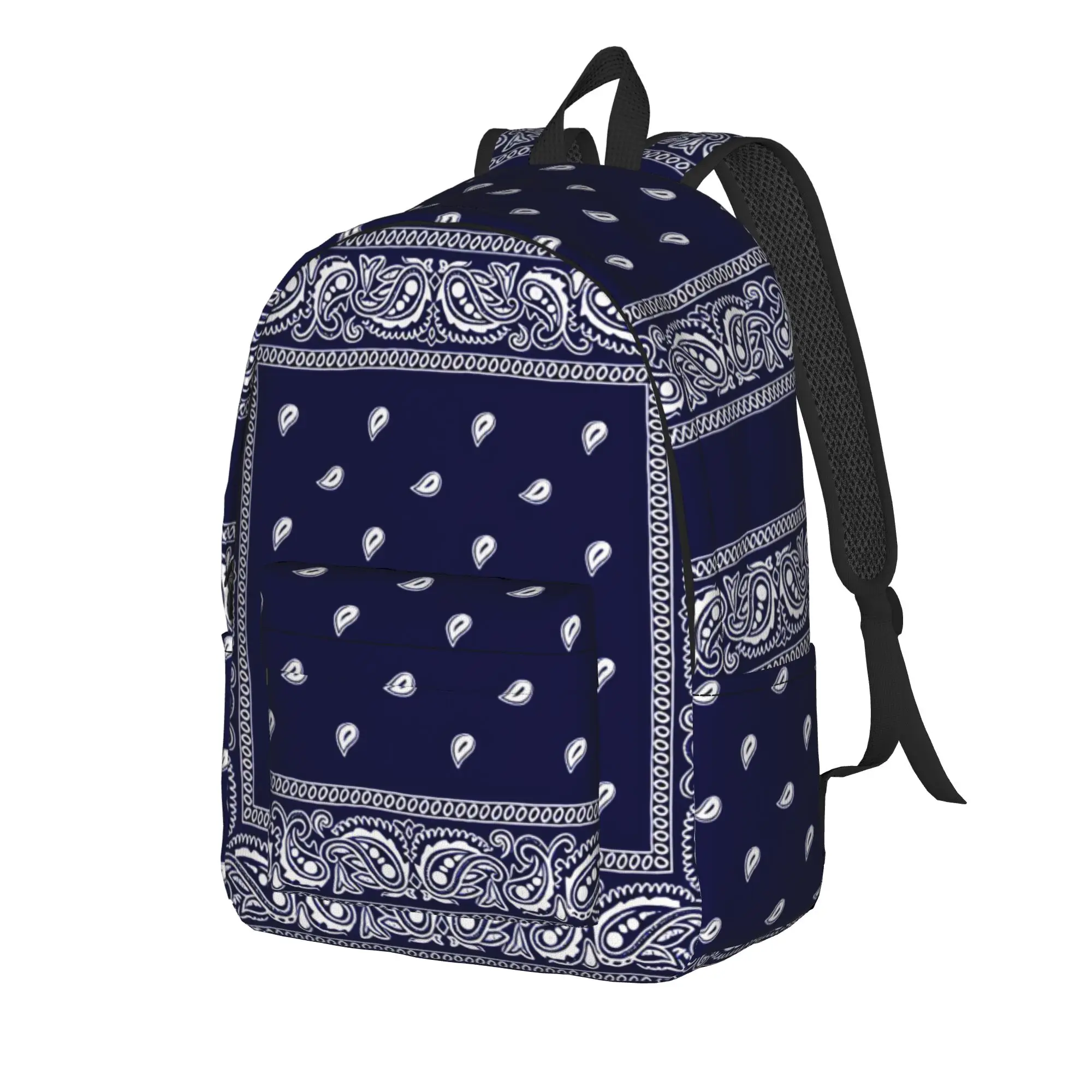 navy-blue-bandana Backpack Male  Durable Backpacks Polyester Kawaii High School Bags College Design Rucksack
