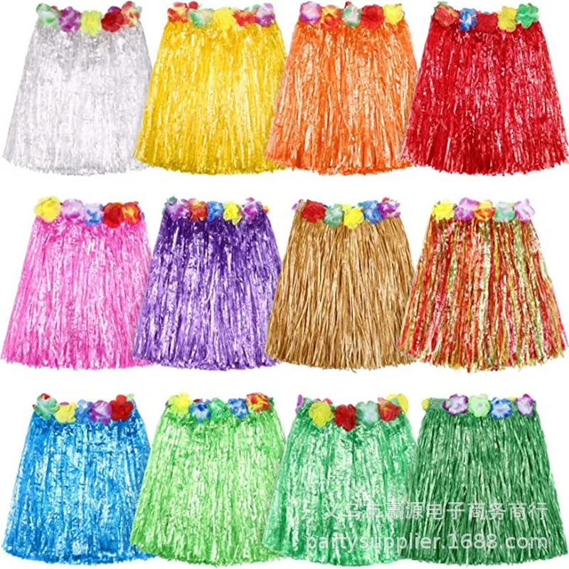 

2024 Get Your Kids Ready for A Fun Hula Dance Performance Woman Hawaiian Skirt Grass Costume Flower Skirt Hula Dance Dresss