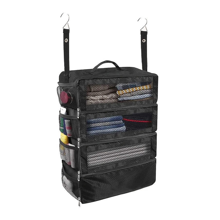 Suitcase Organizer High-capacity Travel Luggage Organizer Hanging Shelve Packing Cube Closet Collapsible Hanging Storage Bags - view 5