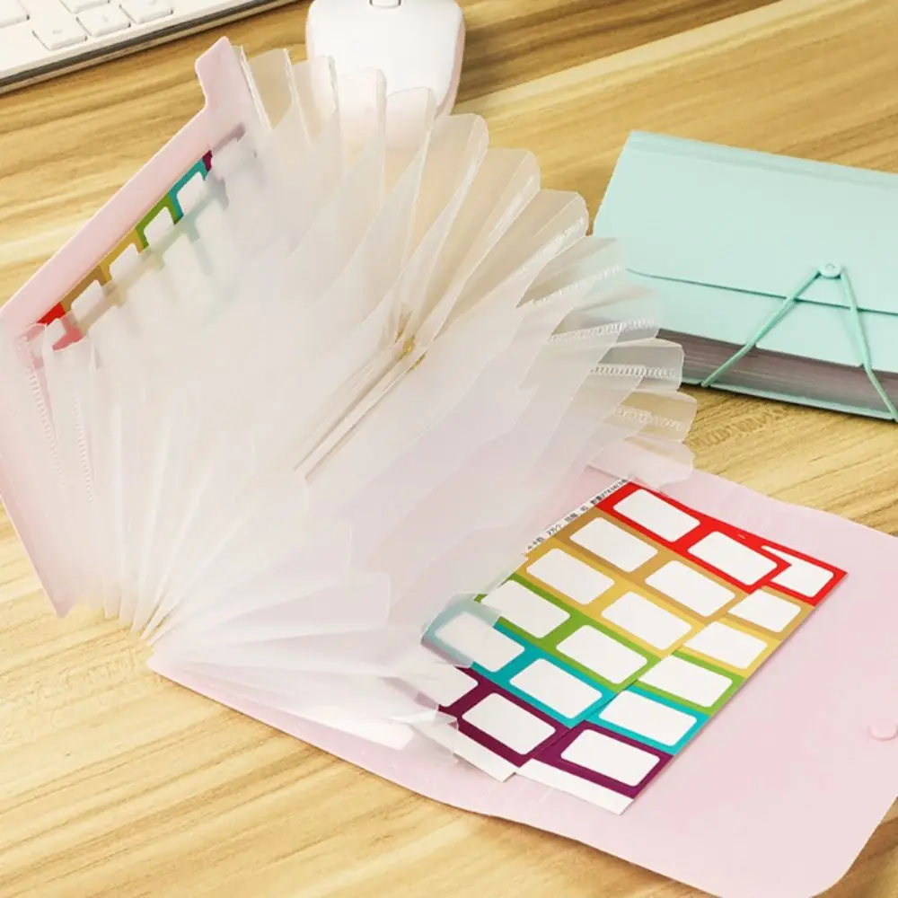 

Vertical A6 Bill Storage Booklet Strap Design Portable Bank Deposit Folder Large Capacity 13-Layers Receipt Collection Book