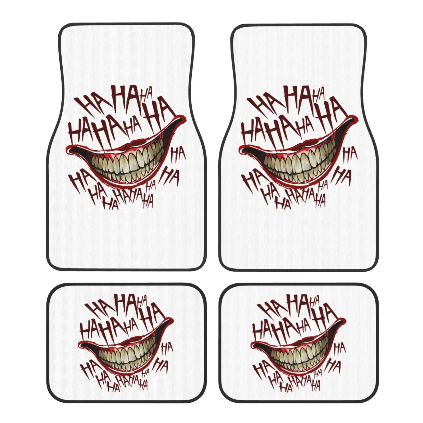 Hahaha Joker Laughs Print Car Floor Mats Set 4 Pcs Front and Rear Foot Mats Carpet Universal Car Accessories for SUV Van Sedan