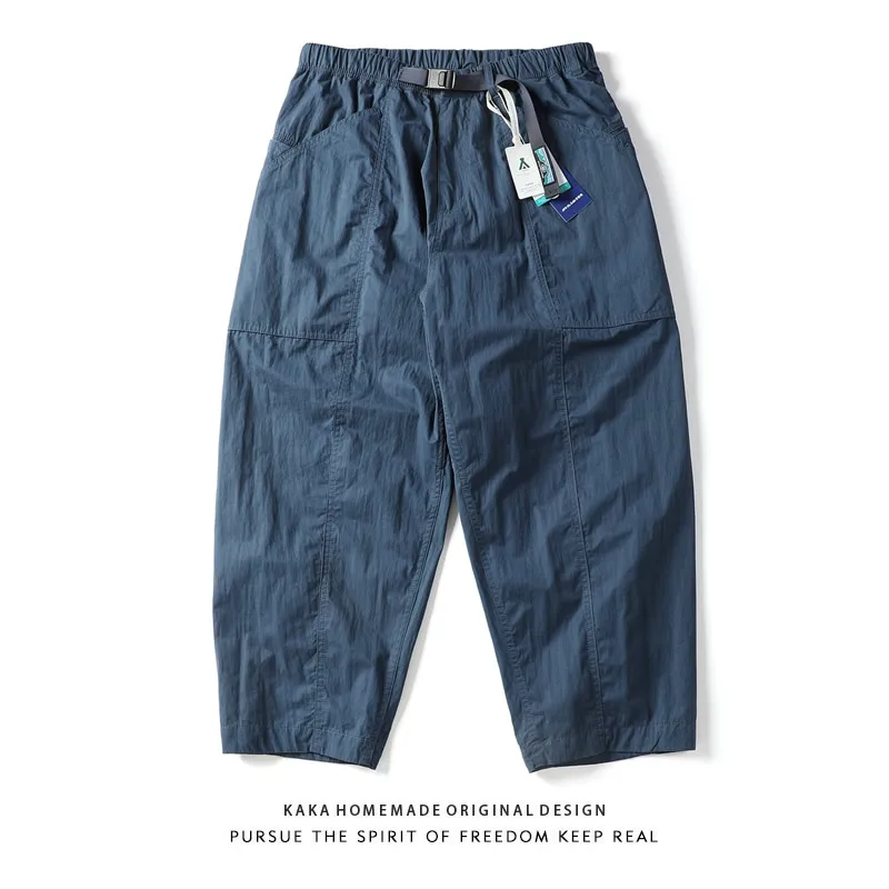 

Молодежные брюки в японском ретро-стиле, тонкие, свободного кроя, зауженные к низу, в стиле Cityboy, с эффектом потертости, из девяти частей, свободный силуэт