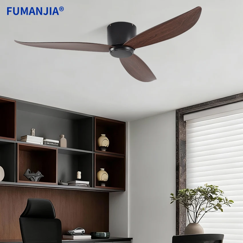 FUMANJIA 19CM Ultra-Thin DC Ceiling Fan with Remote - 6-Speed Silent Quiet, 3 ABS Blades, Perfect for Low Ceilings (No Light)