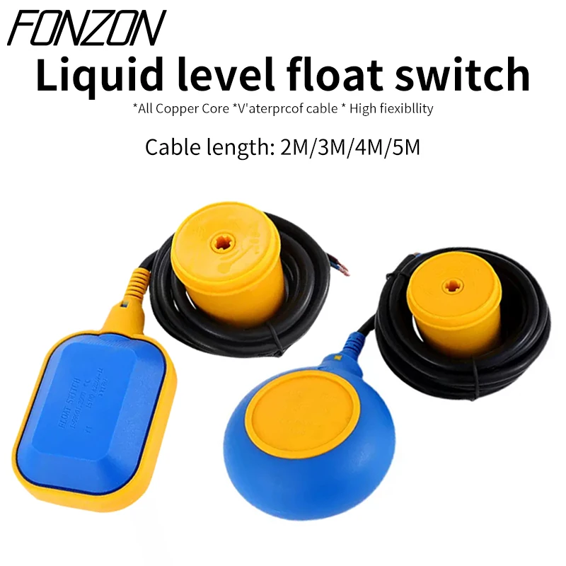 

1Pcs Square/Round Float Switch Water Level Controller Liquid Fluid Switch Contact Sensor 1m/2m/3m/4m/5m For Water Tank