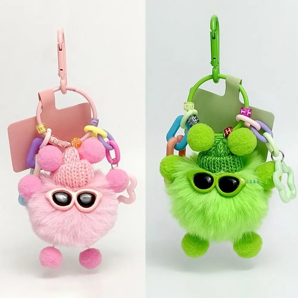 Imitation Plush Pendant Keychain Elf Rex Rabbit Hair Pendant Coal Ball Colorful Cute Creative Bag Pendants