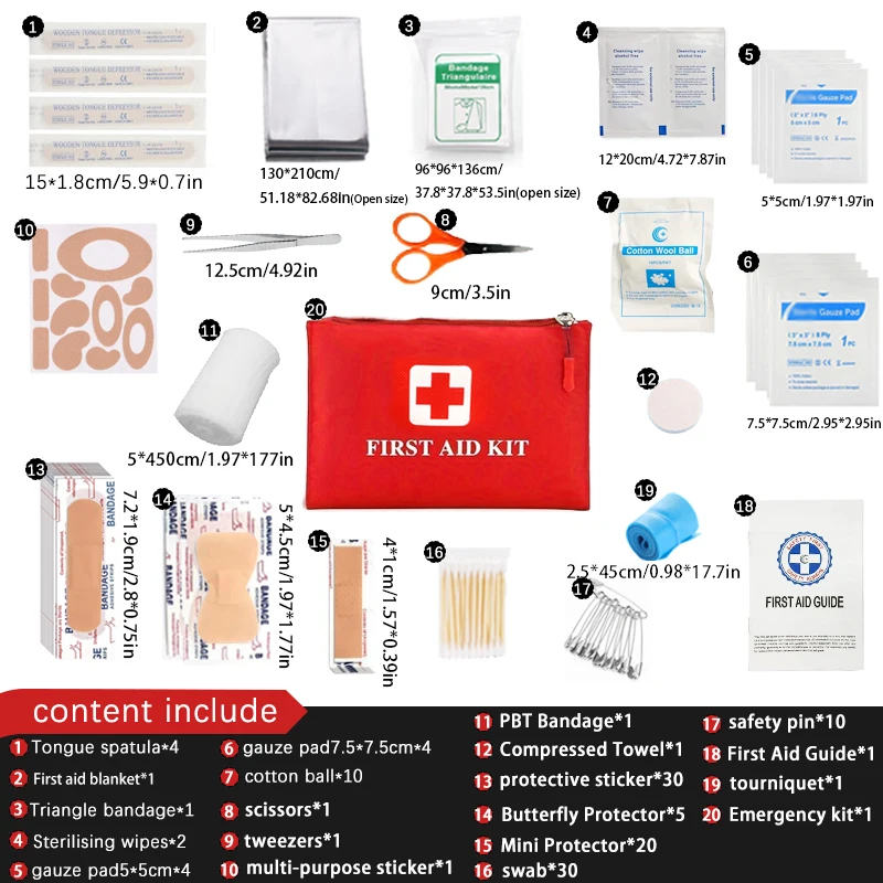 127 sztuk apteczka, wielofunkcyjny zaopatrzenie medyczne awaryjny, nadaje się do nagłych wypadków, domu, kempingu, podróży, na zewnątrz