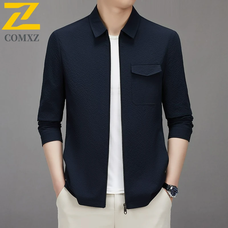 

COMXZ Man Jackets Casual Business Shirt Collar Running Coat Fashion Travel Lightweight Comfortable Spring Autumn Outerwear