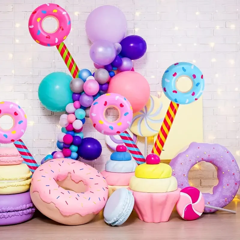 Inflatable PVC Colorful Donut Lollipop Toys. Ideal Performances, Parties, and Birthday Celebrations.