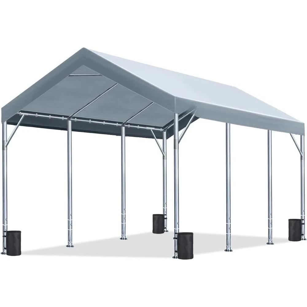 CanAmendments Garage RapDuty Carport, Car, Boat Shelter, Party Tent, Réglable, Patricia recommande de 9,5 pi à 11 pi, Gris, 12x20 pi