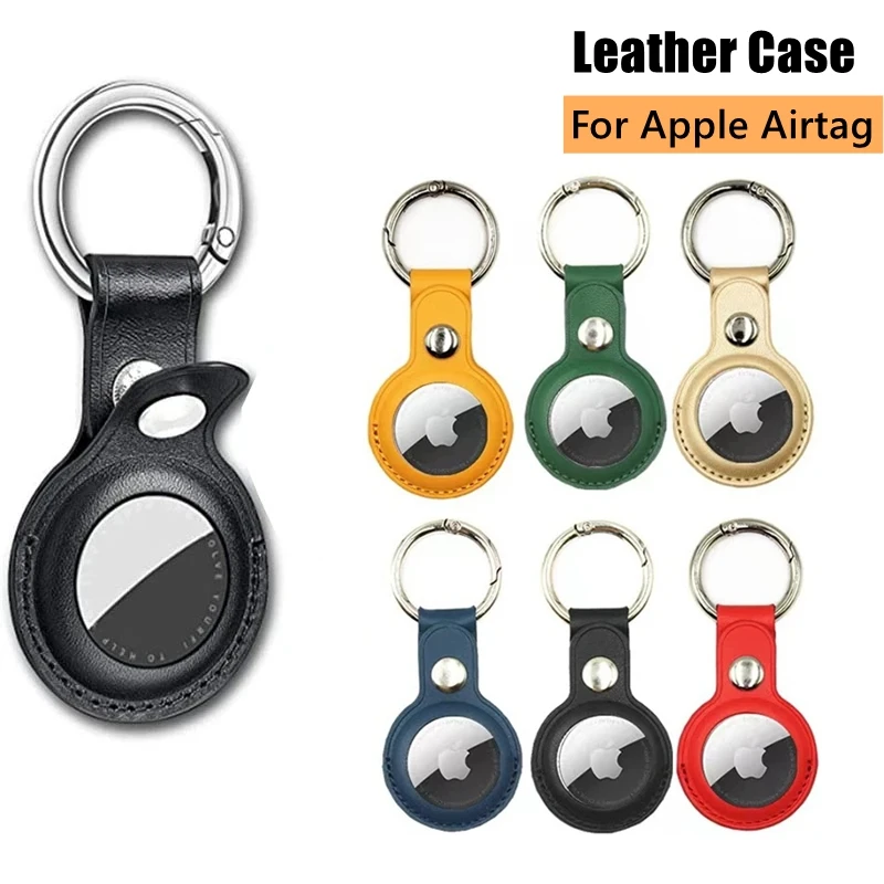 Leather Case For Apple Airtag Anti-lost Positioning Keychain Shell Trackere For Air Tag Protective Key Ring Cover