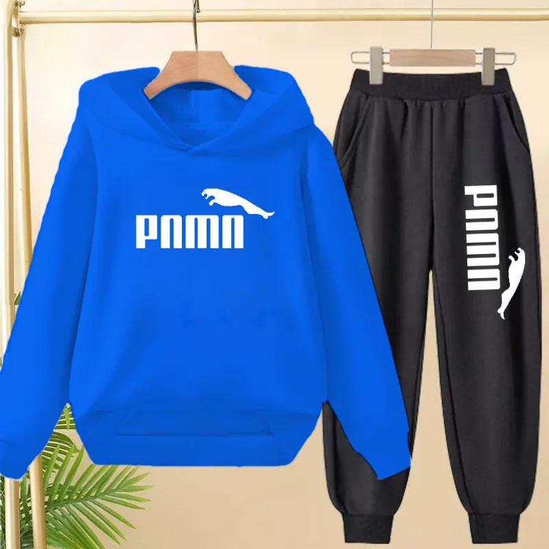 ملابس الأطفال ملابس خارجية جميلة إلكتروني طباعة هوديي + السراويل سن 3-12 سن مقنعين الخريف الشتاء رياضية 2 قطعة مجموعة البلوز #3