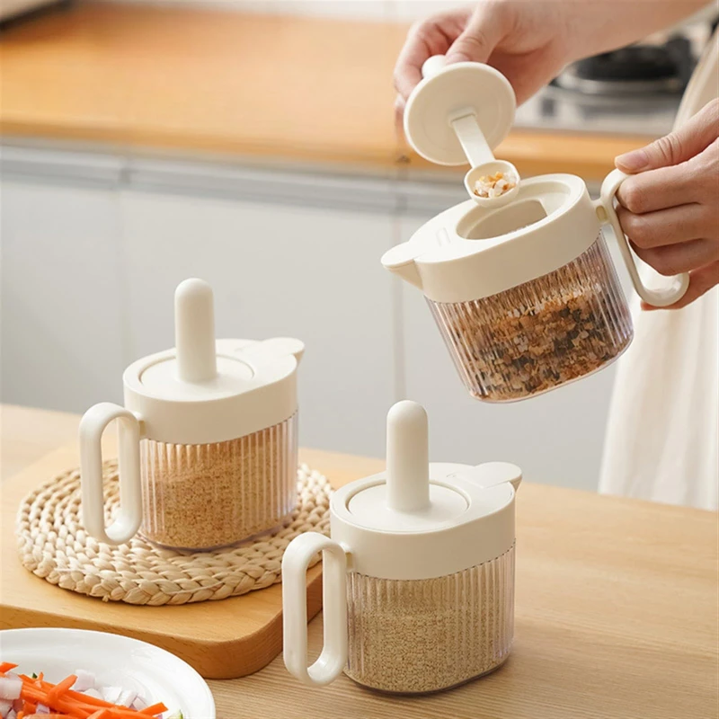 Beige Spice Jar Kitchen Multifunctional Seasoning Jar Waterproof Sealed Seasoning Portable Kitchen Tools