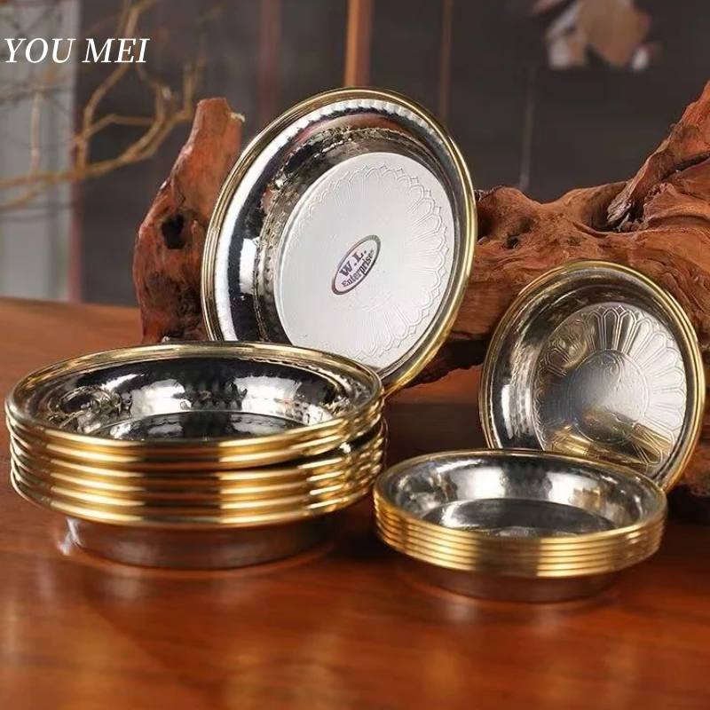 

7pcs Nepal Altars White Copper Tray,Buddhism Tribute Polishing Exquisite Luster Plate,Tibetan Handicraft Holy Bowl Buddhist Item