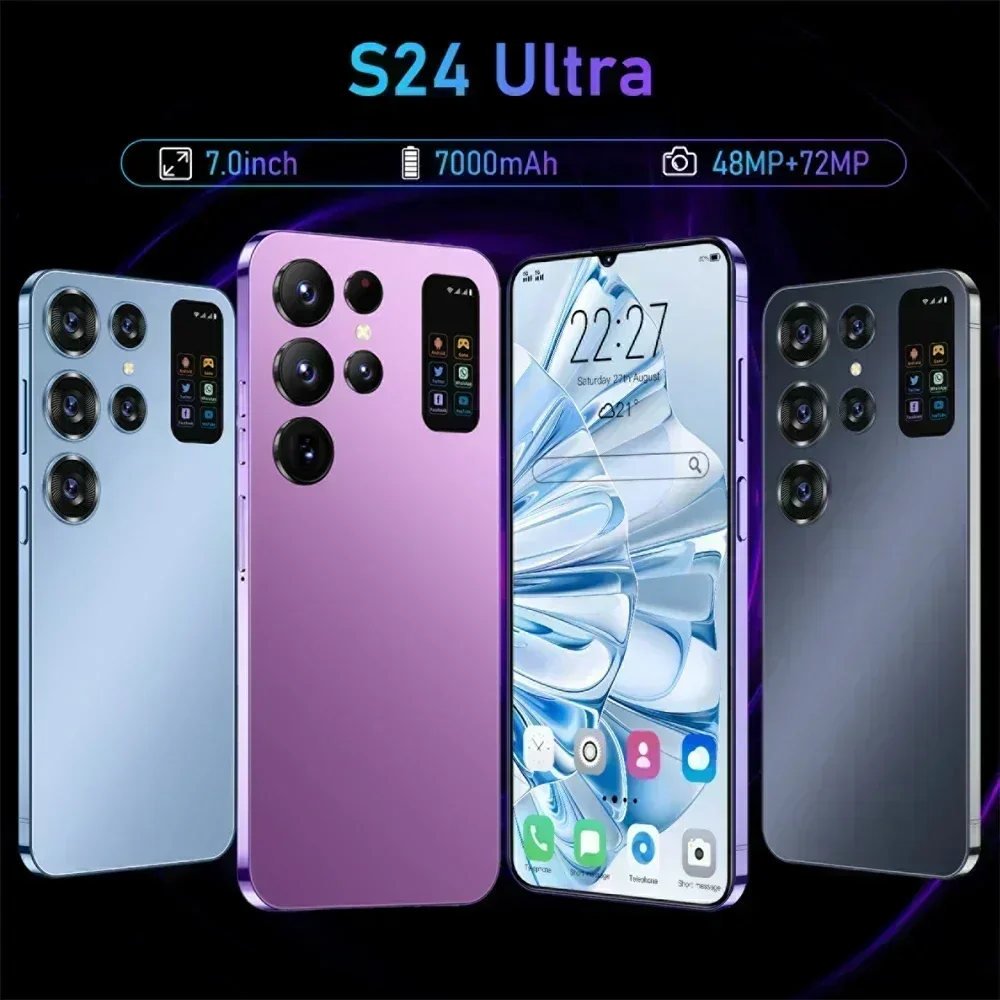 2024 Originele S24 Ultra 7.0 Inch 4G 5G Gezicht Ontgrendelen Smartphone 16 GB + 1 TB Slimme Mobiele Telefoons 7000 mAh Mobiele Telefoons Android Mobiele Telefoon