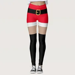 Women Christmas Printed Pants Christmas Party Santa Claus Reindeer Printed Workout Jogging Ladies New Year Stretch Trousers