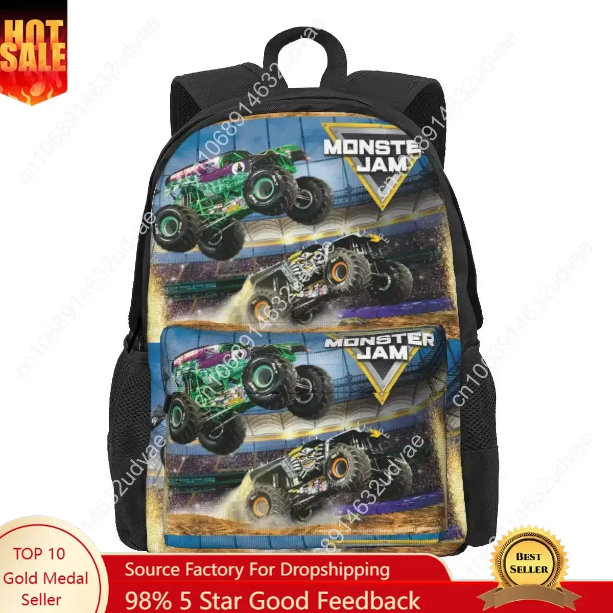 Classic Monster Jam Pattern Backpacks Bookbag School Bags Cartoon  Rucksack Travel Rucksack Shoulder Bag
