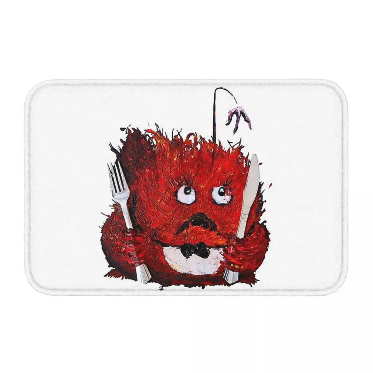 Tableware Bedroom Mat Anglerfish Frogfish No To Plastic Forks And Knives Doormat Flannel Carpet Outdoor Rug Home Decoration