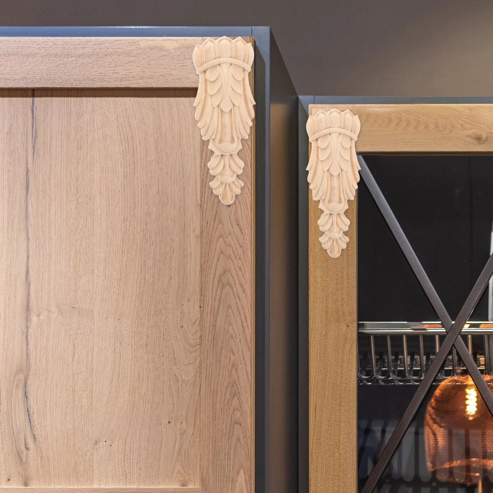 

2pcs Wood Carving Decorative Corbel Solid European Style Bracket For Wall Door Window Column Home Hotel Villa Decoration