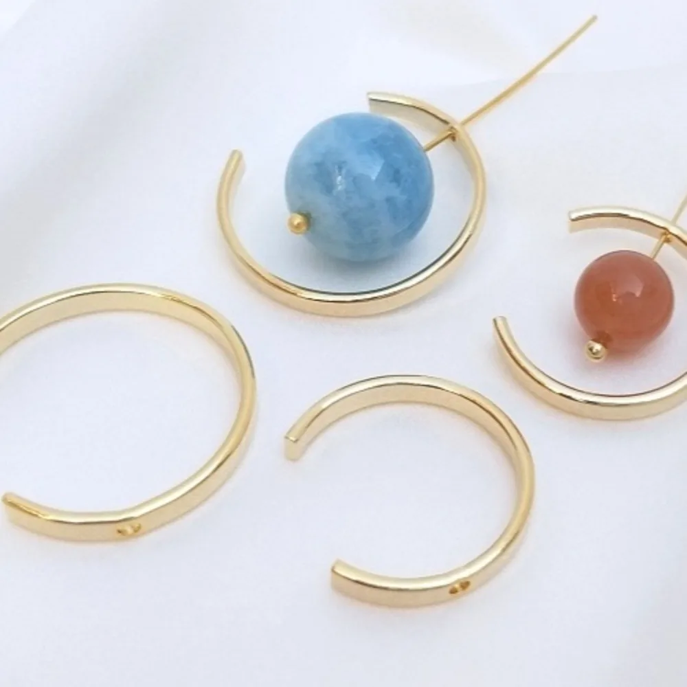 

14K Gold Light Gold C-shaped String Hole Set Bead Hanging Ring Handmade DIY Necklace Earrings Jewelry Hanging Ring Accessories