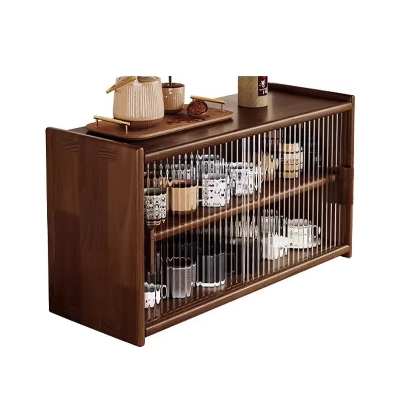 Solid wood bay window storage locker, antique dust-proof bookcase in household balcony