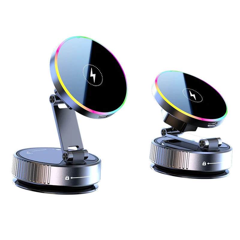 15W vacuümzuiging magnetische draadloze oplader autotelefoonhouder 360 graden draaibaar compatibel met smartphones voor iPhone