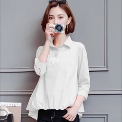 Fashion V-Neck Embroidery Spliced Asymmetrical Blouses Women's Clothing 2023 Autumn Winter Commuter Tops Fake Two Pieces Shirts