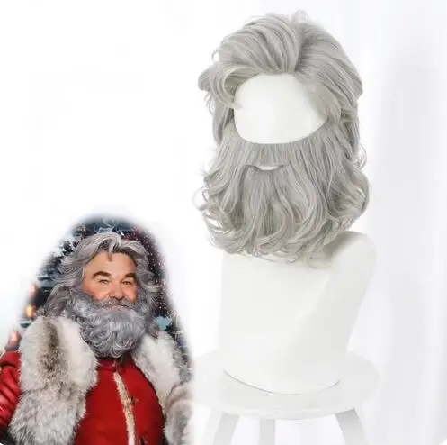 

Christmas Gift Morematch Santa Claus Wig and Beard Synthetic Hair Short Cosplay Wigs for Men‘s Gray White Accessories Wigs