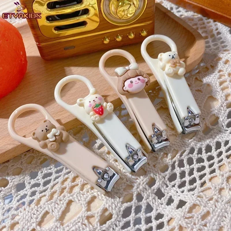 Cute Cartoon Bear Bunny Nail Clippers Anti Splash Nail Trimmer Baby Nail Care Accessories Manicure Tools