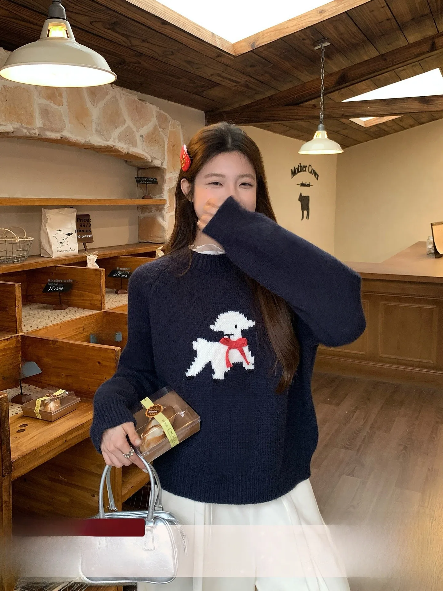 

Ladies' Soft Cozy ort Knitted Sweater Autumn Winter Faion Commute Sle Knot Flower Patterned Warm Thermal Top