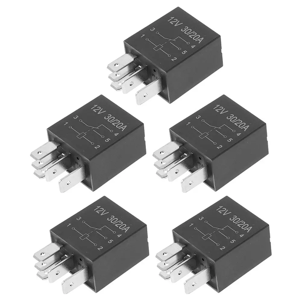

5Pcs Automotive Relay 12 Volt 5 Pin Spdt 30A High Load Splashproof Car Starter Auto Relay Replacement Accessories