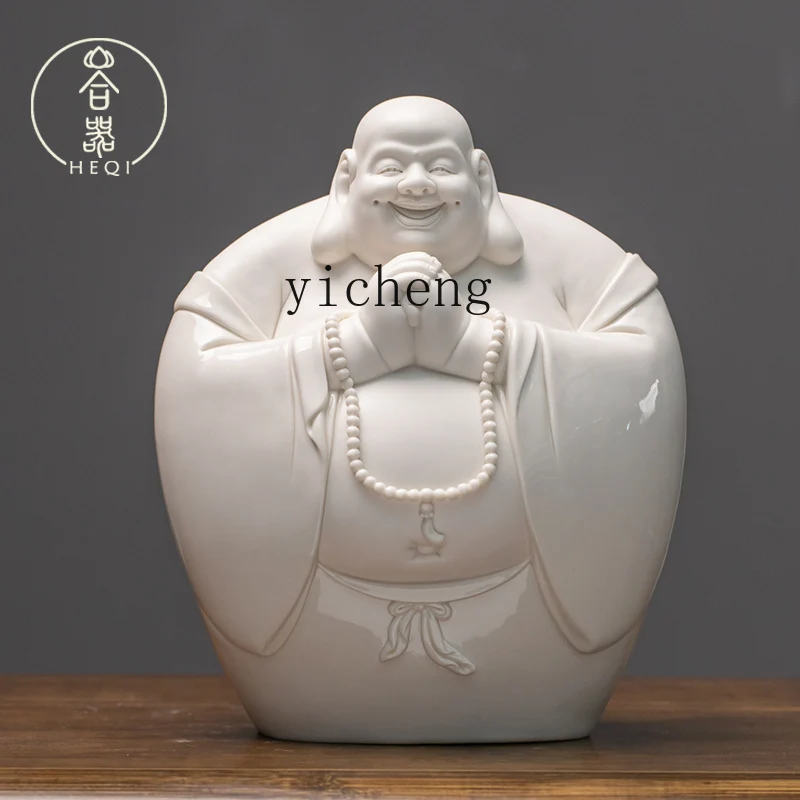 FJ-17  Ceramic Congratulations on Prosperity Maitreya Buddha Figurine Big Belly Maitreya Buddha Statue Home Worship Buddha