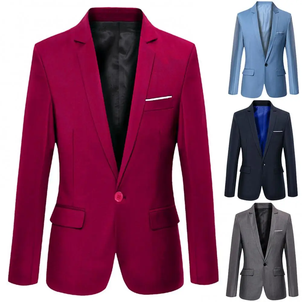 

Men Blazer Jackets 2023 Solid Color Long Sleeve Lapel Slim Fit Business Blazer Suit Coat Outwear Brand Mens Casual Blazers Coats