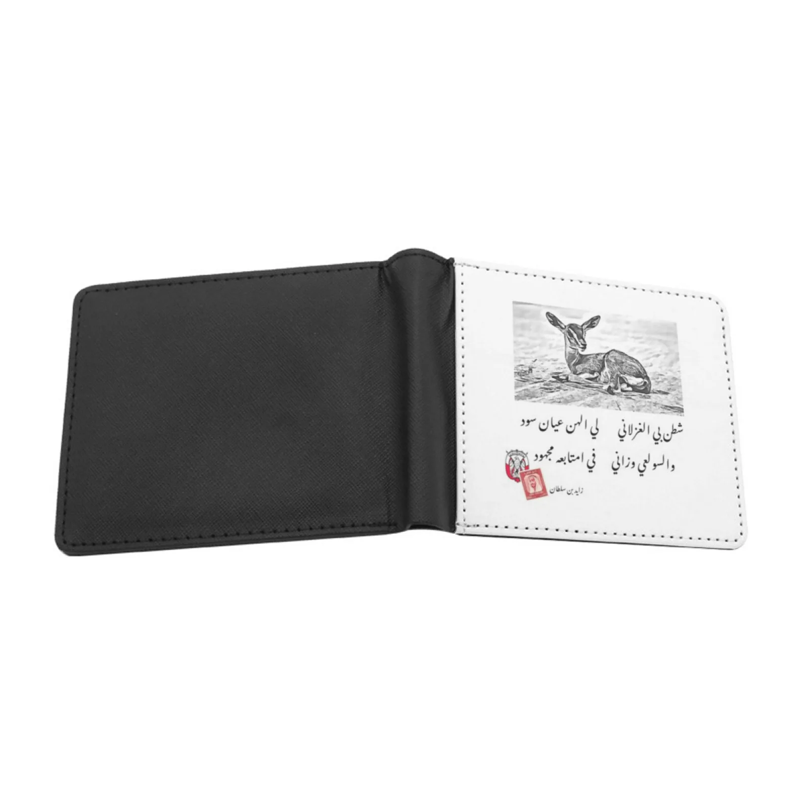Carteira de couro masculina de cervo da Uae, porta-cartões de crédito/idencial, bolsa de dinheiro, bolsas curtas masculinas, cervo da Uae, a poesia de Sheikh Zayed Bin