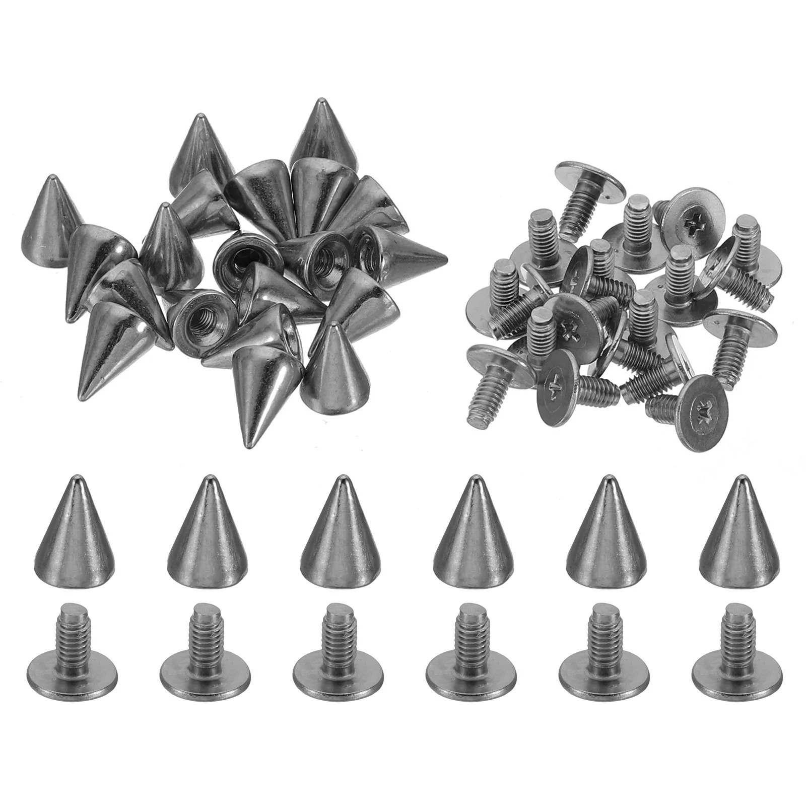 Studs for Clothing 20 Sets Studs and Spikes Leather Rivets Cone Spikes Metal Screw Studs Leather Crafts 9/10/12/14.5/55mm