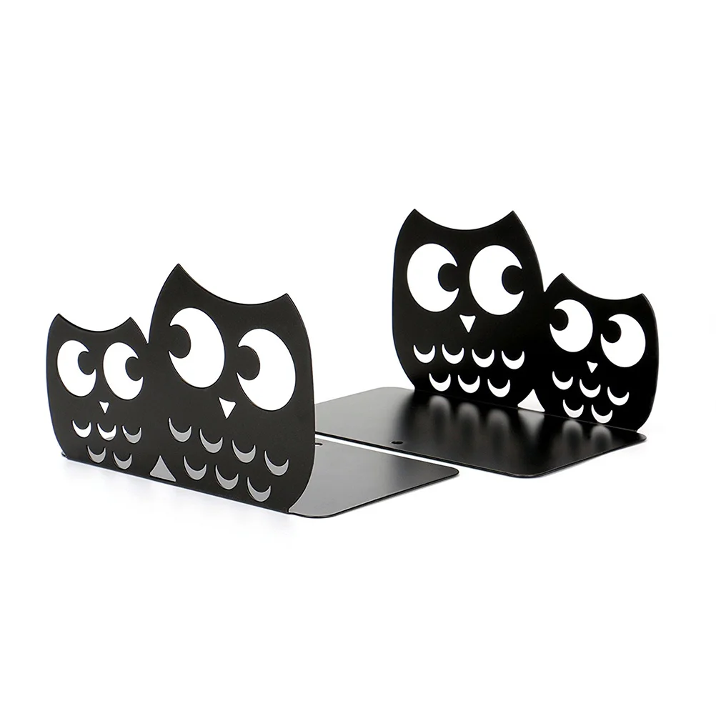 

A Pair of Bookends Black Non-Skid Round Corners Decorative Art Bookends Book Organizer for Bookshelf Desk Study Room