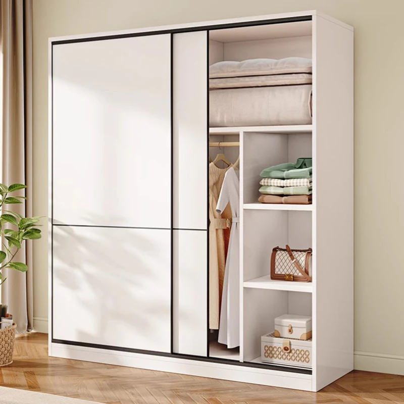 Drawer Storage Nordic Wardrobe Full Size Sliding Doors Wood Wardrobe Bedroom Closet Storage Szafa Na Ubrania Home Furniture